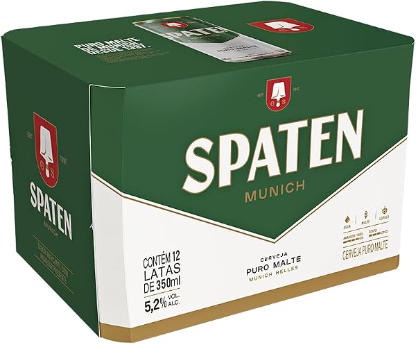 Pack Cerveja Spaten Puro Malte Lata 350ml 12 Unidades