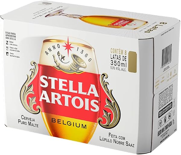 Pack Cerveja Stella Artois Sleek 350ml 8 Unidades