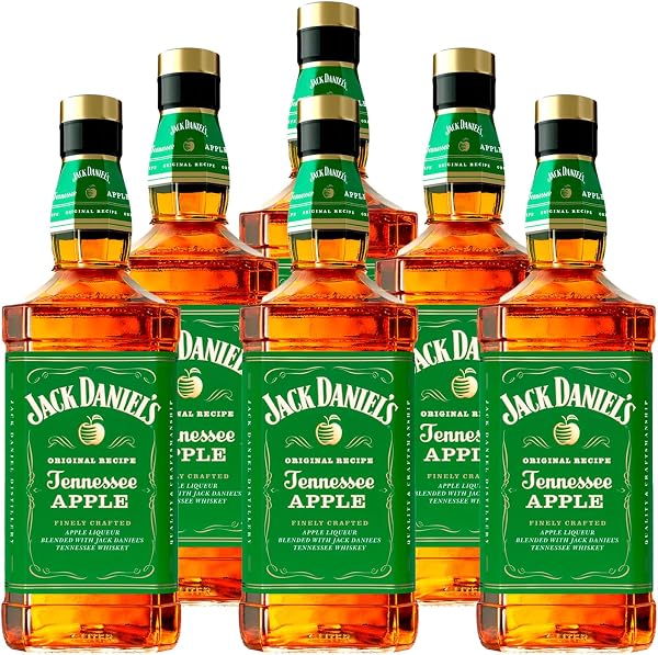 Whisky de Maca Verde Jack Daniel's Apple 1L — Pack com 6 Unidades